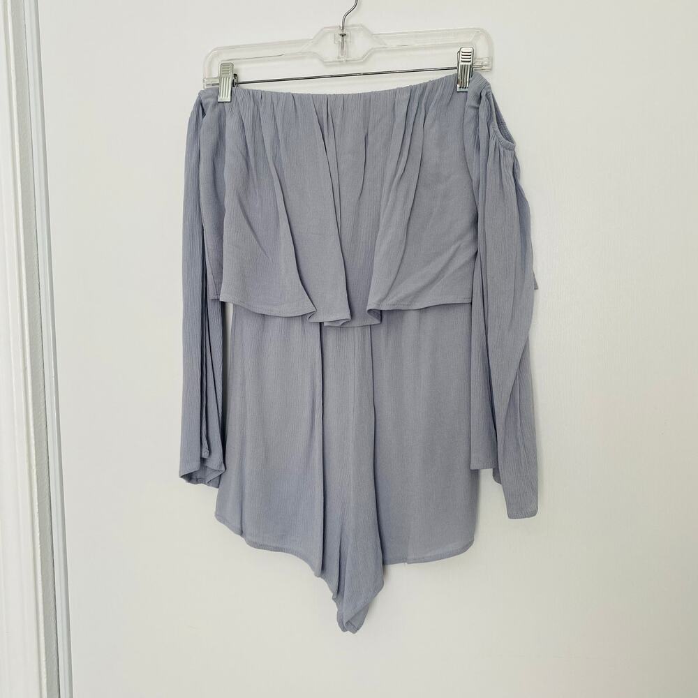 People's Project LA baby blue off shoulder romper (Size: Medium)